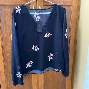 Black floral long sleeved blouse
